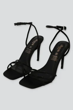 Tacón cuadrad tiras brillos mono color