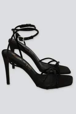 Tacón cuadrad tiras brillos mono color