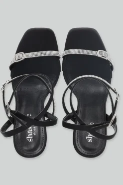 Tacon tiras brillos hebillas