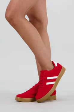 Tenis casual rayas punta suede