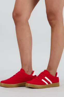 Tenis casual rayas punta suede