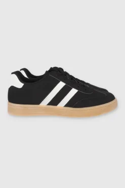 Tenis casual rayas punta suede