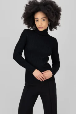 Top acanalado manga larga