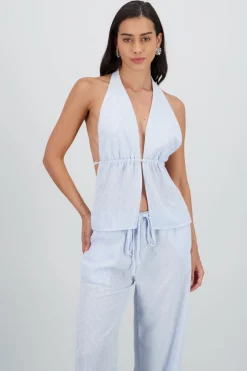 Top amarre espalda descubierta rayas