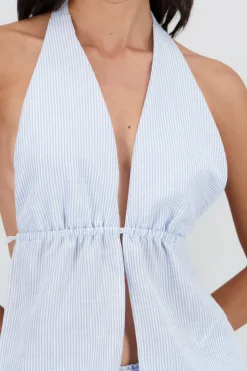 Top amarre espalda descubierta rayas