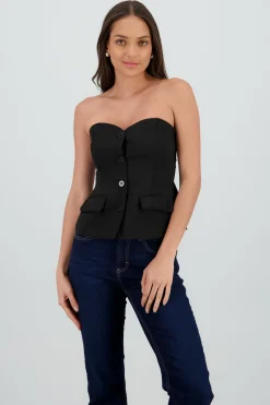 Top bandeau sastre con botones