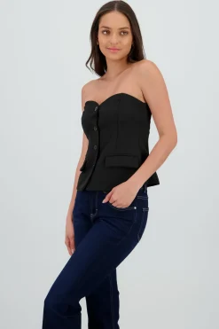 Top bandeau sastre con botones