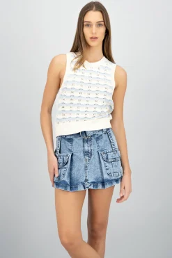 Top bicolor tejido crochet