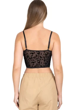 Top bustier mesh animal print