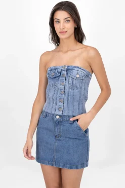 Top Corset Denim Bolsillos