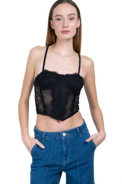Top corset encaje mesh