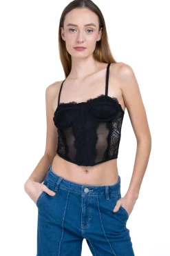 Top corset encaje mesh