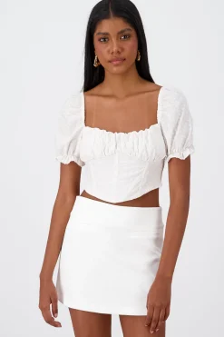 Top corset flores bordadas