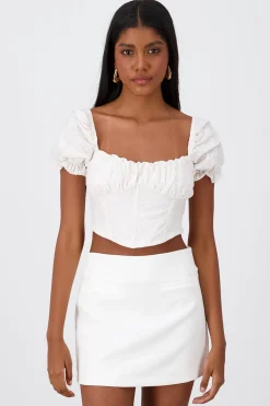 Top corset flores bordadas