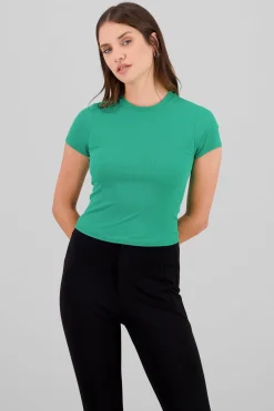 Top corto manga corta cuello redondo