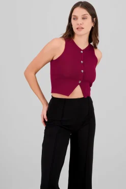 Top corto tejido detalle botones