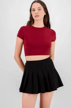 Top crop doble tela manga corta