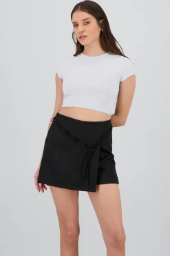 Top crop doble tela manga corta