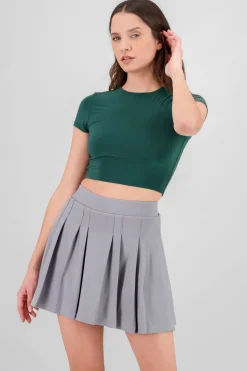 Top crop doble tela manga corta