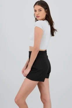 Top crop doble tela manga corta