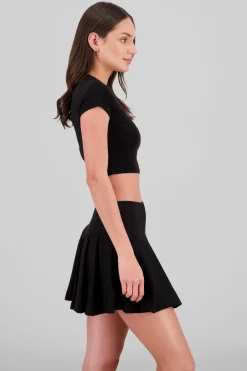 Top crop doble tela manga corta