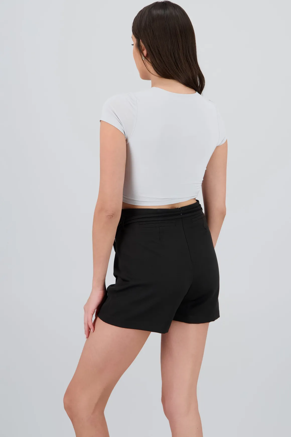 Top crop doble tela manga corta