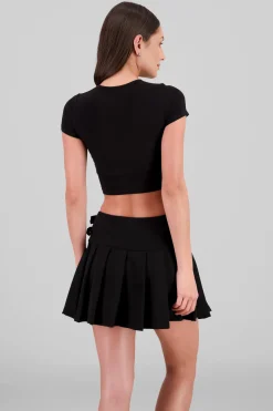 Top crop doble tela manga corta