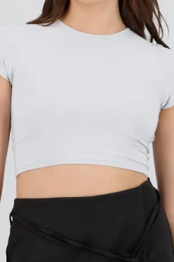 Top crop doble tela manga corta