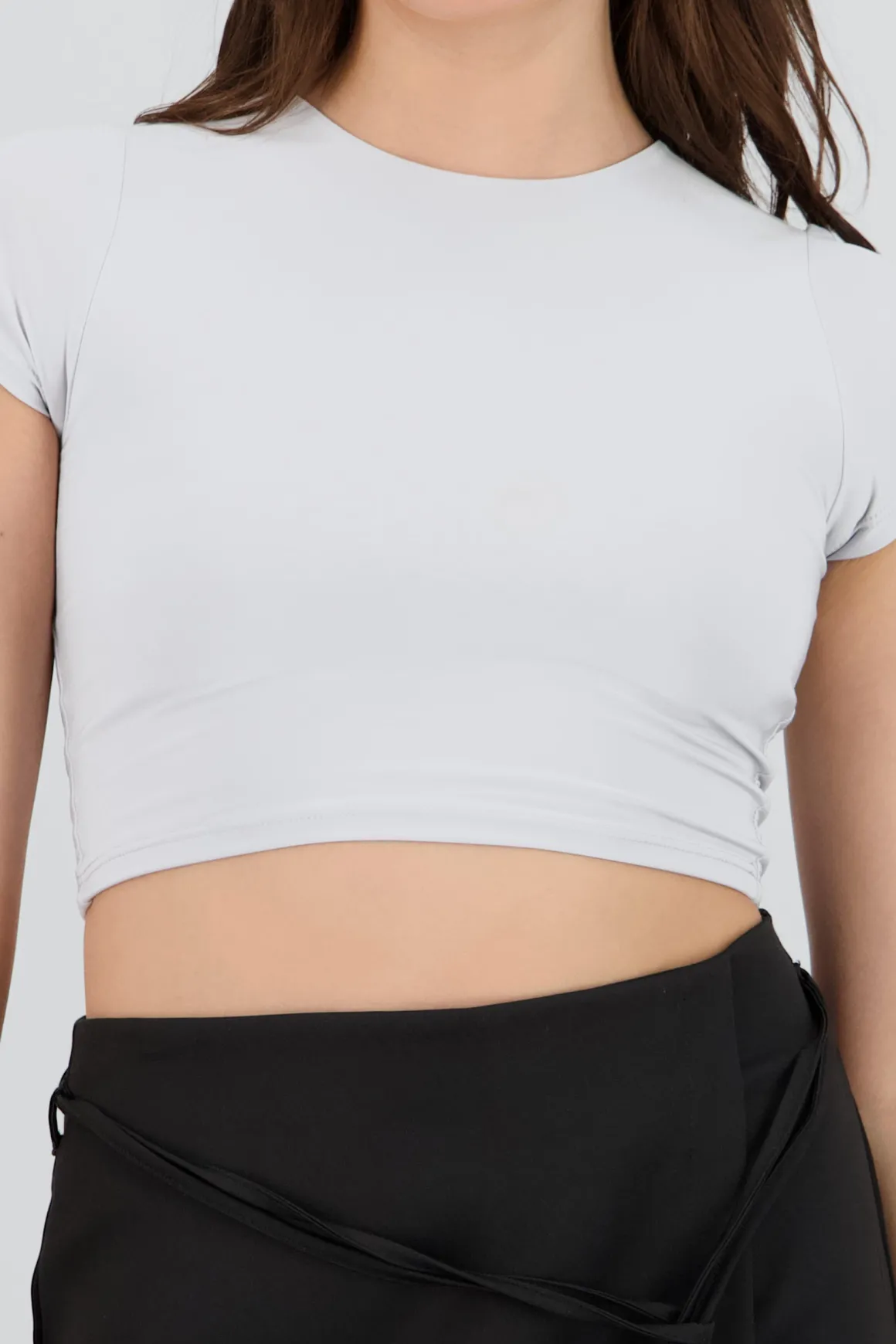 Top crop doble tela manga corta