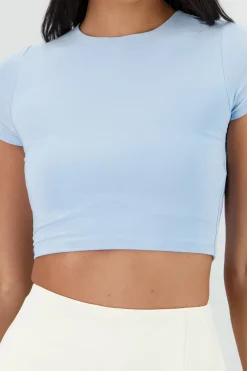 Top crop doble tela manga corta