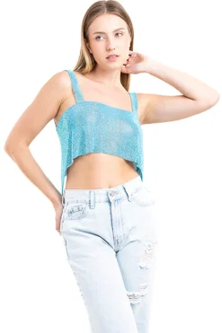 Top crop espalda descubierta brillos