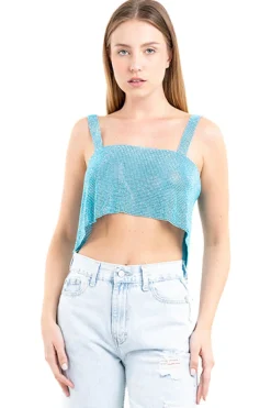 Top crop espalda descubierta brillos