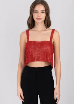 Top Crop Espalda Descubierta Brillos