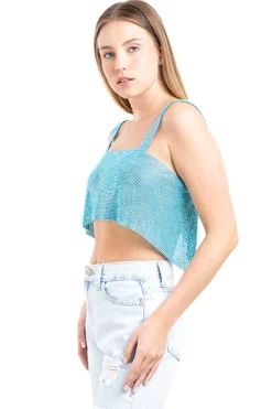 Top crop espalda descubierta brillos