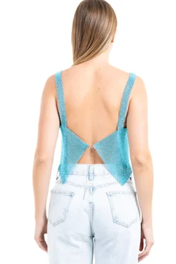 Top crop espalda descubierta brillos