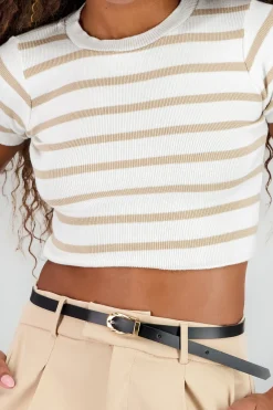 Top Crop Punto Manga Corta Rayas