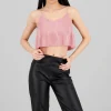 Top Crop Tejido Plisado Tirantes
