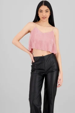Top Crop Tejido Plisado Tirantes