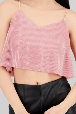 Top Crop Tejido Plisado Tirantes