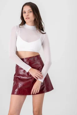 Top cropped de mesh liso