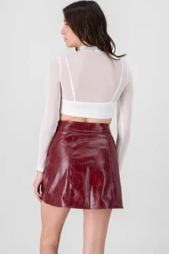 Top cropped de mesh liso