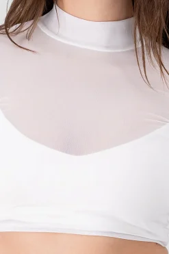 Top cropped de mesh liso