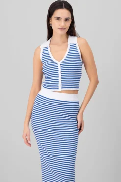 Top cuello polo rayas