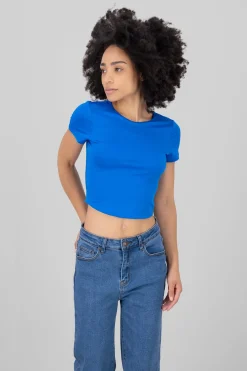 Top de doble tela con manga corta lisa