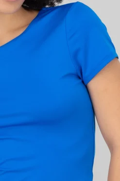 Top de doble tela con manga corta lisa