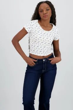 Top de manga corta con estampado de flores