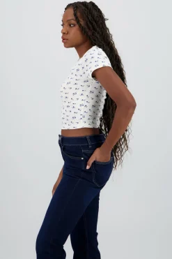 Top de manga corta con estampado de flores