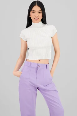 Top de manga corta con tejido grueso