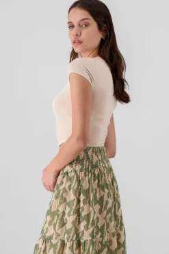 Top doble tela manga corta