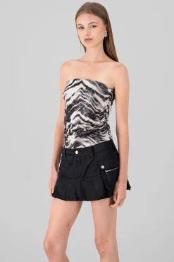 top drapeado estampado animal print